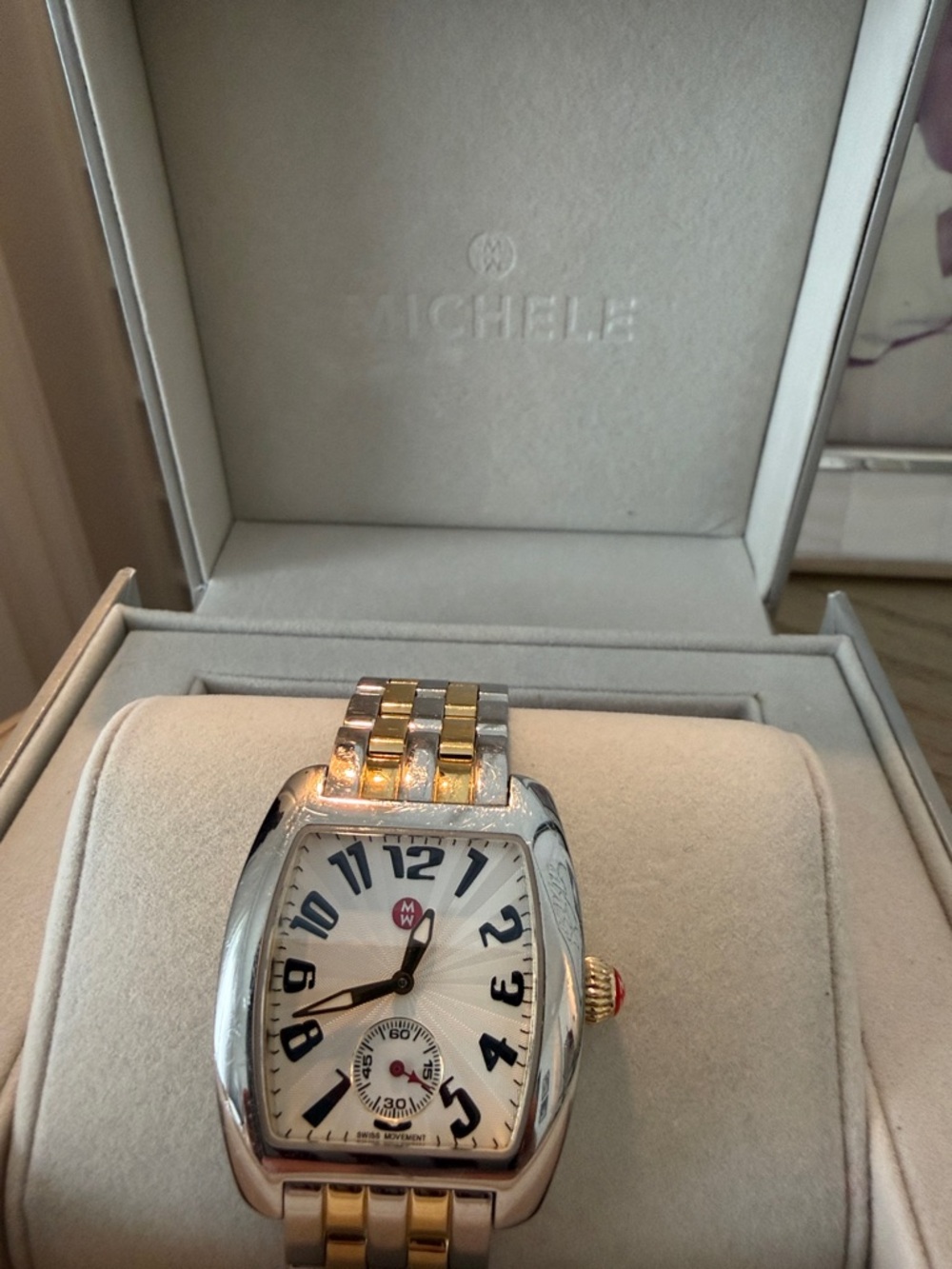 Michele Two-Tone Gold & Silver Bracelet Watch with Cream Dial - Picture 5 of 10